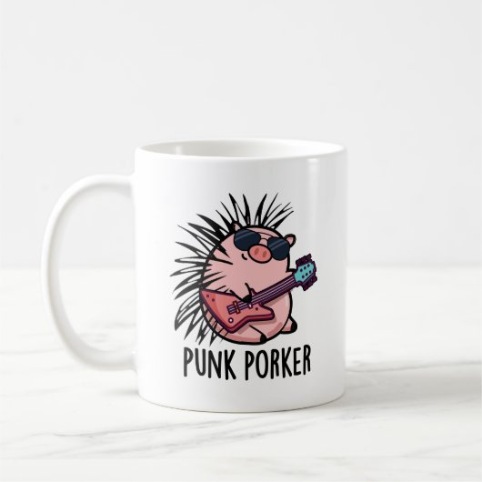 Punk Porker Funny Punk Rocker Pig Pub Kaffeetasse (Links)