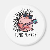 Punk Porker Funny Punk Rocker Pig Pub Magnet (Vorne)