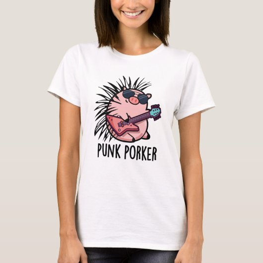 Punk Porker Funny Punk Rocker Pig Pub T-Shirt (Vorderseite)
