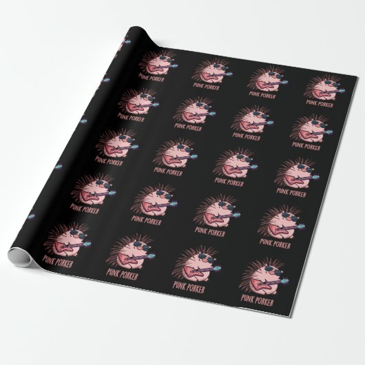Punk Porker Funny Punk Rocker Pig Pun Dark BG Geschenkpapier (Ungerollt)