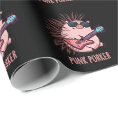 Punk Porker Funny Punk Rocker Pig Pun Dark BG Geschenkpapier (Rolleneckpunkt)