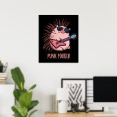 Punk Porker Funny Punk Rocker Pig Pun Dark BG Poster (Heimbüro)