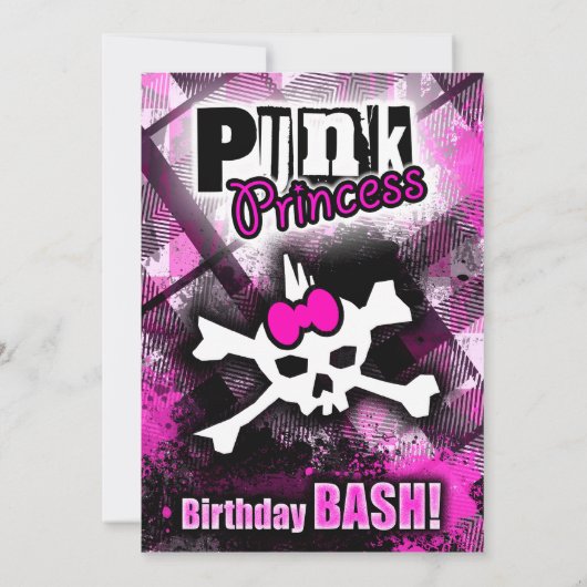 Punk Princess Birthday Bash Einladung (Rückseite)
