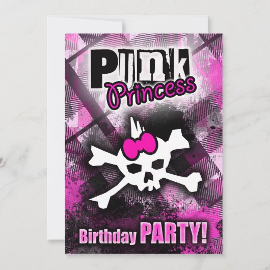 Punk Princess Birthday Party Einladung (Rückseite)