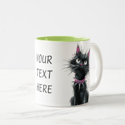 Punk Purrfection Mug – Spiky Attitude, Feline Sass Zweifarbige Tasse (VorderseiteRechts)