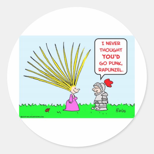 Punk Rapunzel Haar Runder Aufkleber (Vorderseite)