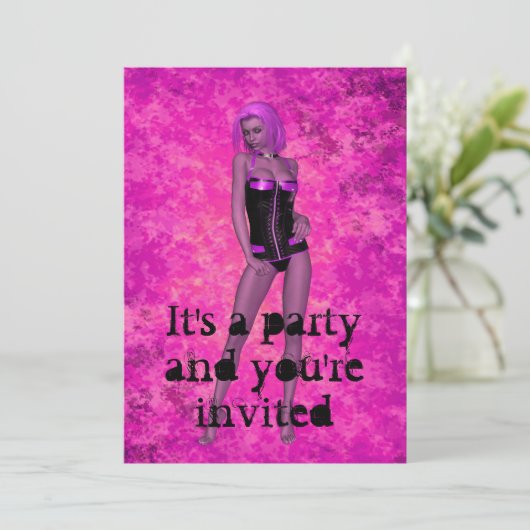 Punk Rave Fantasy-Frau Einladung (Stehend Vorderseite)