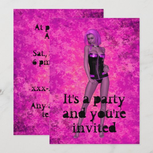Punk Rave Fantasy-Frau Einladung (Vorne/Hinten)