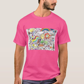 Punk Rock #5 Happy Sunshine in Color of Dark Pink T-Shirt