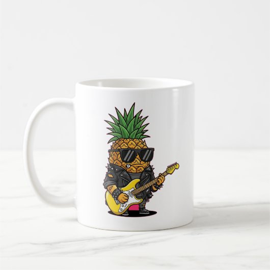 Punk Rock Ananas Cartoon – Funky Frucht  Kaffeetasse (Links)