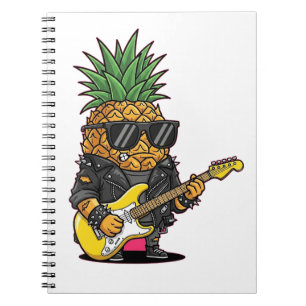 Punk Rock Ananas Cartoon – Funky Frucht Notizblock