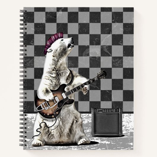 Punk Rock Bear Gitarre Player Rock & Roll Musiker Notizblock (Vorderseite)