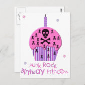 Punk Rock Birthday Princess Postkarte (Vorne/Hinten)