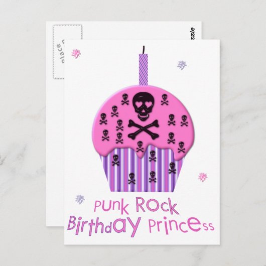 Punk Rock Birthday Princess Postkarte (Vorne/Hinten)