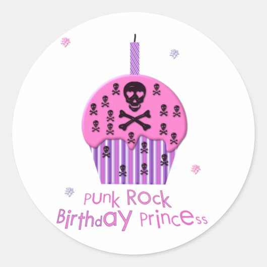 Punk Rock Birthday Princess Runder Aufkleber (Vorderseite)