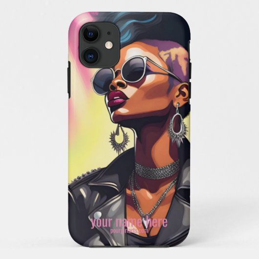 PUNK ROCK BLACK GIRK LETHER JACKET ART Case-Mate iPhone HÜLLE (Rückseite)