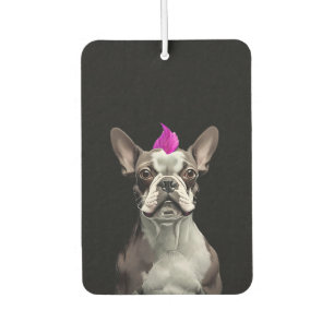 Punk Rock Boston Terrier Rosa Mohawk Musikliebhabe Autolufterfrischer