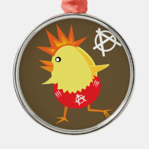 Punk Rock Chicken Ornament Aus Metall