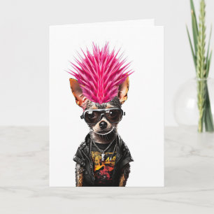 Punk Rock Chihuahua rosa Mohawk Hund Papa Hund Mam Karte