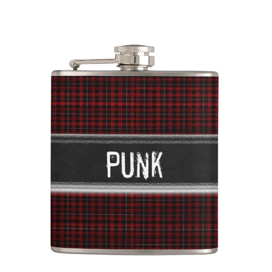 Punk Rock Custom Kariert Monogram Flask Flachmann (Vorderseite)