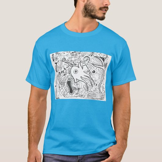 Punk Rock Design #14 Fantasy Ocean on Light Blue T-Shirt (Vorderseite)
