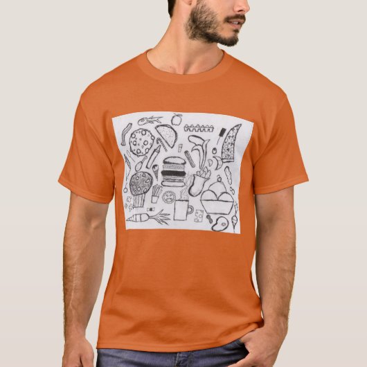 Punk Rock Design #7 Food on Orange Regular T-Shirt (Vorderseite)