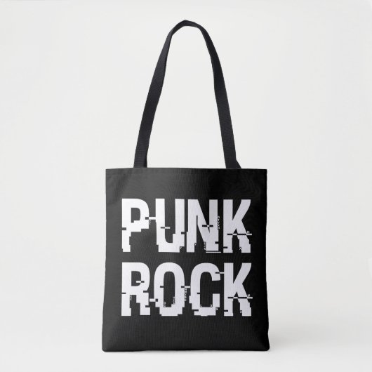 Punk Rock Distressed-Typografie Tasche (Vorderseite)