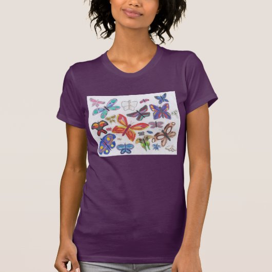 Punk Rock Doodle #28 Butterflies Color Women's T-Shirt (Vorderseite)