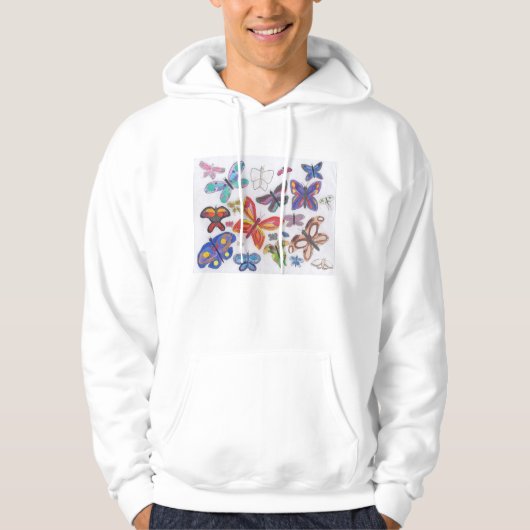 Punk Rock Doodle #28 Butterflies Farbe Hoodie (Vorderseite)