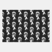 Punk Rock Girl mit Mohawk Fairstyle Mode Geschenkpapier Set (Vorderseite 2)