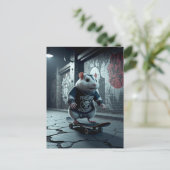 Punk Rock Goth Skateboarding Hamster Postkarte (Stehend Vorderseite)