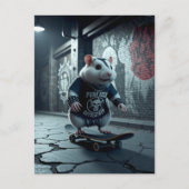 Punk Rock Goth Skateboarding Hamster Postkarte (Vorderseite)