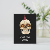 Punk Rock Gothic Skull mit Red Mohawk Postkarte (Stehend Vorderseite)