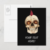 Punk Rock Gothic Skull mit Red Mohawk Postkarte (Vorne/Hinten)