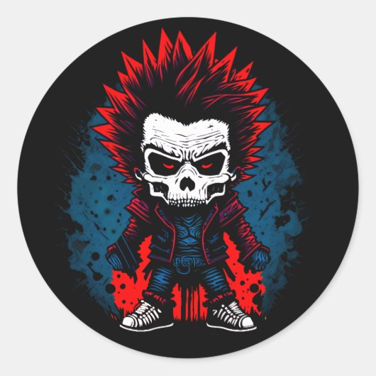 Punk Rock Grunge Zombie Cooles Design Runder Aufkleber (Vorderseite)