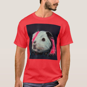 Punk Rock Guinea Schwein in einem Lederjacken T - T-Shirt