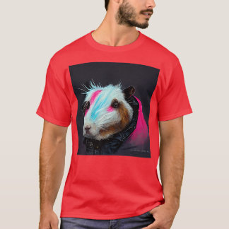 Punk Rock Guinea Schwein in einer Lederjacke T-Shirt