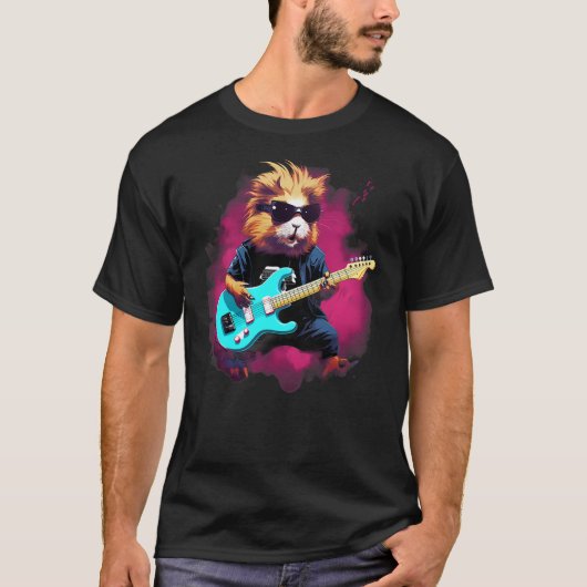 Punk Rock Guitar Guinea Pig Guitarist T-Shirt (Vorderseite)