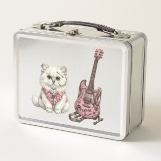Punk Rock Haustiere:Rebellische Katze & Biker Chih Metall Brotdose