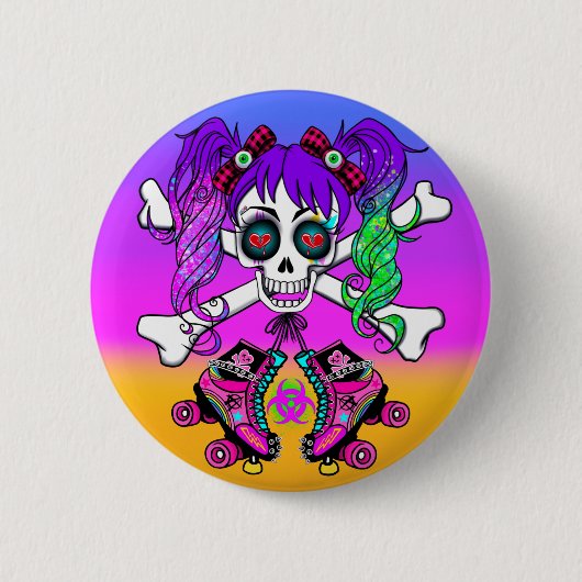 Punk Rock Inspiriert Roller Derby Girl Button Butt (Vorderseite)