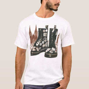 Punk Rock Kampfstiefel London Skyline Grunge Fried T-Shirt