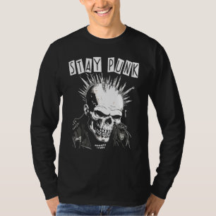 Punk Rock Konzert Schädel Skelett Mohawk Mohikaner T-Shirt