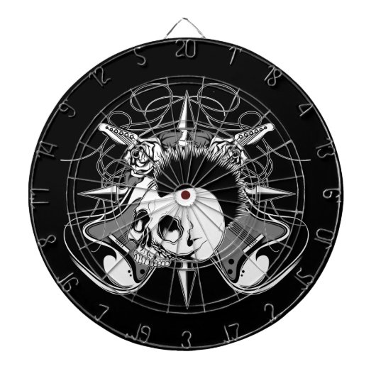 Punk Rock Mohawk Skull Roses Guitars Spikes Dartscheibe (vorne)