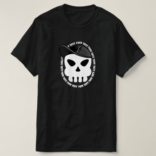 Punk Rock Music Skull Cap Rocker Weißer Blitz T-Shirt (Design vorne)