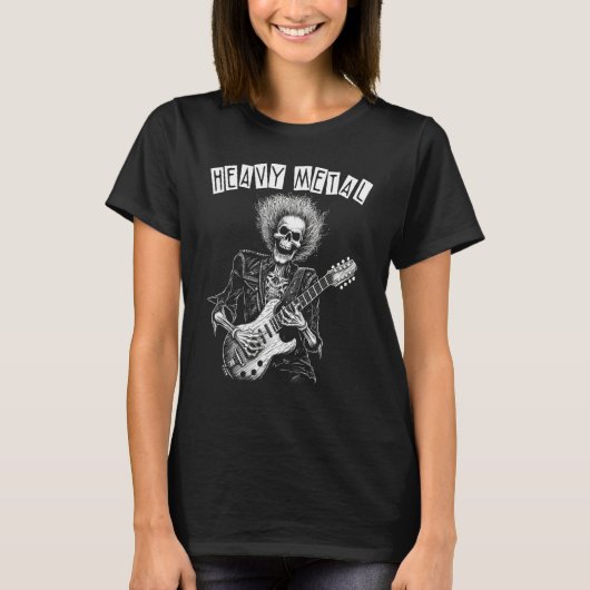 Punk Rock N Roll Skeleton Guitarist Heavy Metal T-Shirt (Vorderseite)