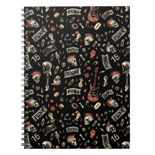 Punk Rock Pattern - Bold & Rebellious Notizblock (Vorderseite)