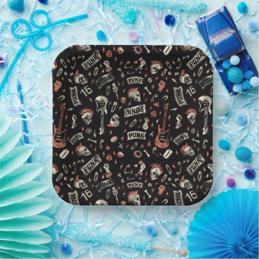 "Punk Rock Pattern - Bold & Rebellious Pappteller (Party)