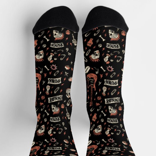 Punk Rock Pattern - Bold & Rebellious Socken (Oben)