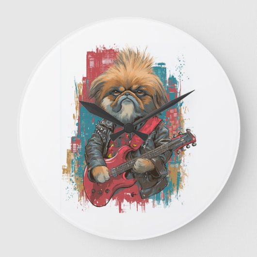 Punk Rock Pekingese ï¿½ Rebel Dog Große Wanduhr (Vorderseite)