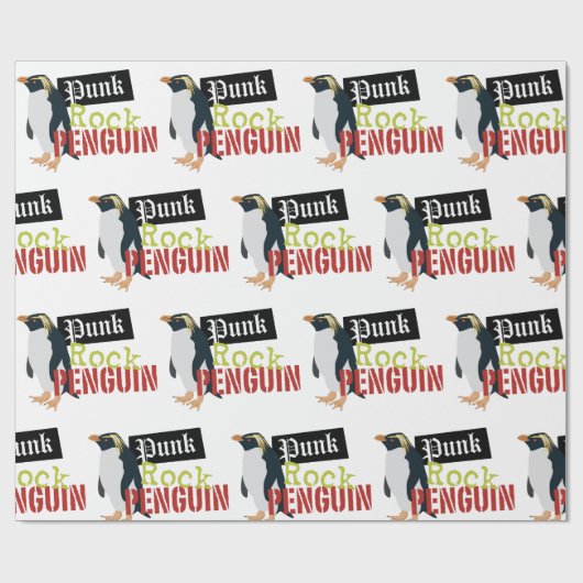 Punk Rock Penguin Geschenkpapier (Flach)